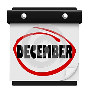 December Word Wall Calendar Change Month Winter Christmas