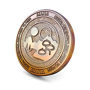 Decentraland - Cryptocurrency Coin. 3D rendering photo