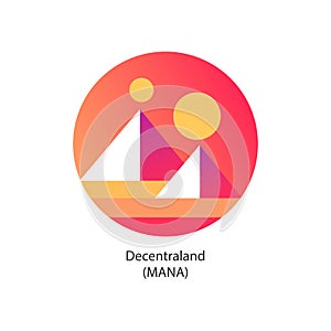 Decentraland cryptocurrency platform token logo coin icon vector photo