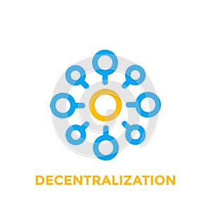 Decentralization vector icon on white photo