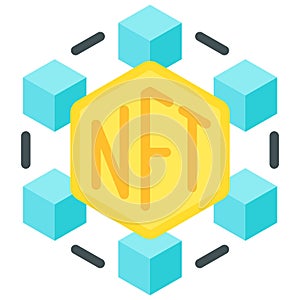 Decentralize icon, NFT related vector illustration