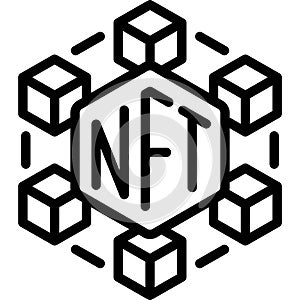Decentralize icon, NFT related vector illustration