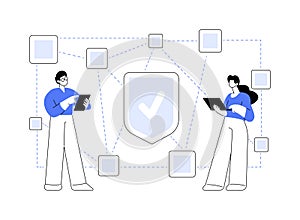 Decentralized application abstract concept vector illustration.