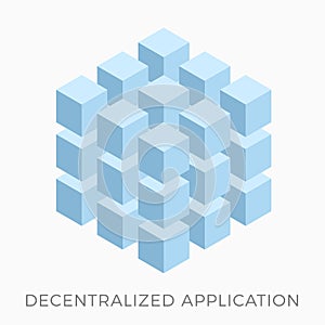 Decentralized Application flat isometric vector icon concept. Dapps on blockchain technology. Fintech Open-source software