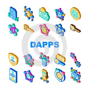 decentralized applications dapps icons set vector