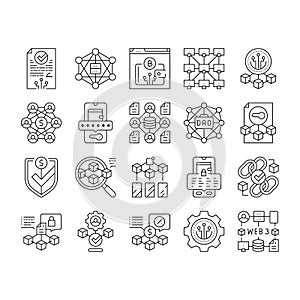 decentralized applications dapps icons set vector