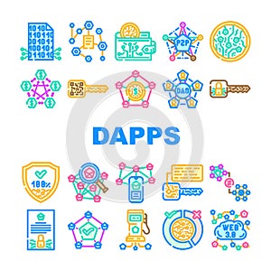 decentralized applications dapps icons set vector