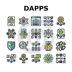 decentralized applications dapps icons set vector