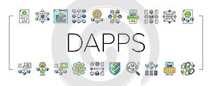 decentralized applications dapps icons set vector