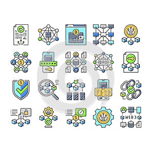 decentralized applications dapps icons set vector