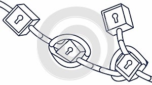 Decentralized Blockchain Network Vector Secure Data Chain, vector design Generative AI