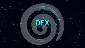 Decentralized Exchanges DEX Cryptocurrency Market on a digital rotating globe