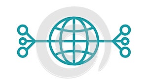 Decentralized Global Network Icon, Distributed Information System, vector design Generative AI