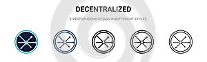 Decentralized icon in filled, thin line, outline and stroke style. Vector illustration of two colored and black decentralized