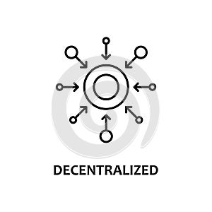 decentralized icon with name. Element of crypto currency for mobile concept and web apps. Thin line decentralized icon can be used