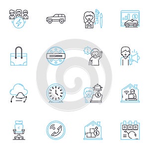 Decentralized location linear icons set. Autonomous, Dispersion, Non-centralized, Distributed, Dispersed, Decentralized photo