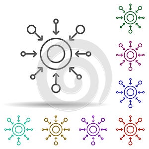 Decentralized multi color icon. Simple thin line, outline vector of bitcoin blockchain icons for ui and ux, website or mobile