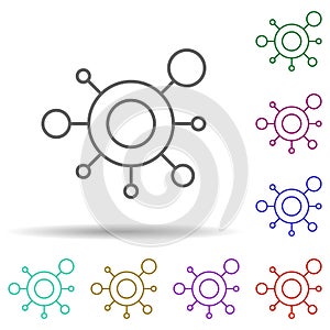 Decentralized multi color icon. Simple thin line, outline vector of bitcoin blockchain icons for ui and ux, website or mobile