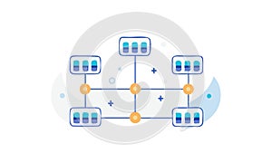 Decentralized Network, Blockchain Technology, Data Nodes Connected, vector design Generative AI