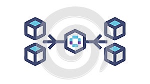 Decentralized Network Blockchain Technology Icon, vector design Generative AI