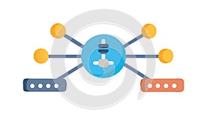 Decentralized Network Connectivity and Blockchain Structure, vector design Generative AI
