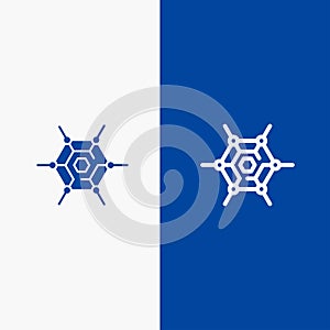 Decentralized, Network, Technology Line and Glyph Solid icon Blue banner Line and Glyph Solid icon Blue banner