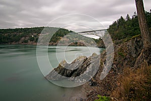 Deception Pass Bridge is a beautiful site even on a gloomy day