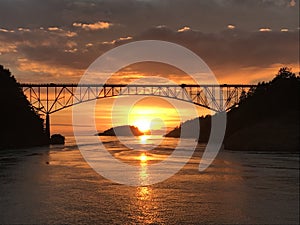 Deception Pass Bridge at Sunset