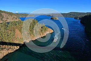 Deception Pass with Evening Light on Narrows between Fidalgo and Whidbey Island, Washington photo