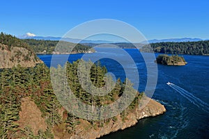 Deception Pass State Park in Evening Light between Fidalgo and Whidbey Island, Washington State