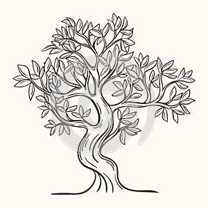 Deciduous tree hand drawn isolated vector illustration