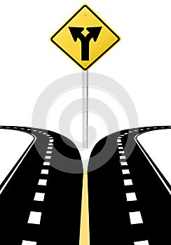 Decision choice future direction arrows road sign