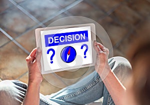 Decision concept on a tablet