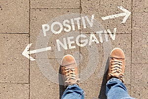 Decision with german text positiv negativ, in english positive negative