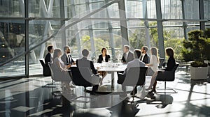 Decision Makers' Assembly - Executives converge in a corporate meeting, where strategic minds meet