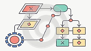 Decision-making flowchart, problem-solving process, clear strategy, vector design Generative AI