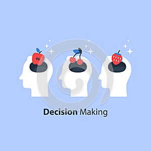 Decision making, psychology of choice, focus group, marketing concept, mental trap, cognitive delusion