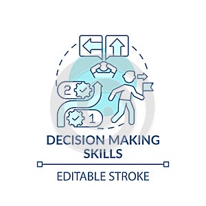 Decision making skills blue concept icon