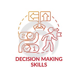 Decision making skills red gradient concept icon