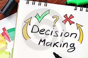 Decision making written in a notebook.