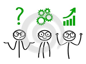 Decision problem, solving process, generator ideas, succeed - vector