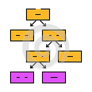 decision tree algorithm icon color illustration
