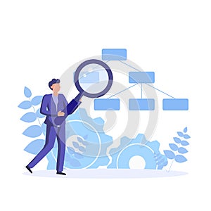 Decision tree. Data scientists, analytical data experts working with decision tree and decision making