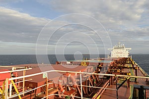 deck and accommodationrea of a panamax bulk carrier from forward photo
