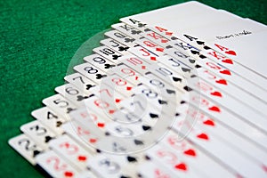 A deck of cards laid out