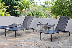 Deck chair. chairs in an ecotourism farm in Brazil, South America