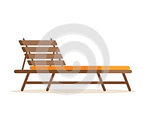 Deck chair icon for summer rest. Beach wooden furniture for sunbathing and relaxing.
