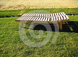 Deck chair made of wooden boards