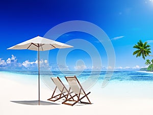 Deck Chair on Tropical Beach