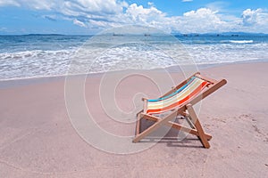 Deck chair at tropical beach